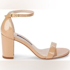 Stuart Weitzman Nude Block Heel Taliana 80 Adobe Patent Leather  7 /37.5